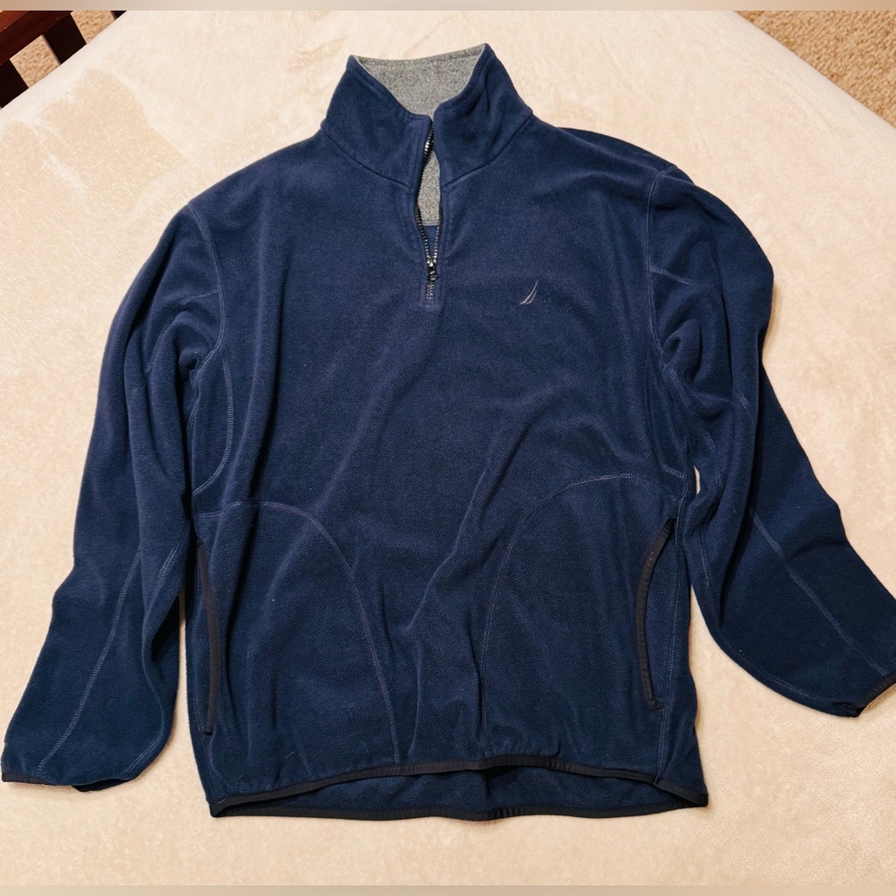 Nautica Navy Fleece Outerwear 1/4 Zip Sweatshirt Size Medium